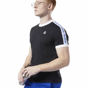 Koszulki Męskie Reebok Training Essentials Linear Logo Czarne PL 21YFKPW